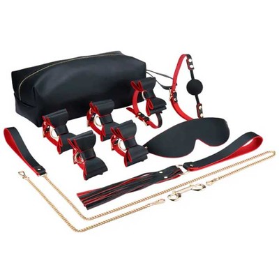 Foto 1 do produto Kit Sado de Luxo com 8 Acessórios, Detalhes em Laço Borboleta e Estojo Portátil - Bondage Kits | Disponivel em 3 Cores