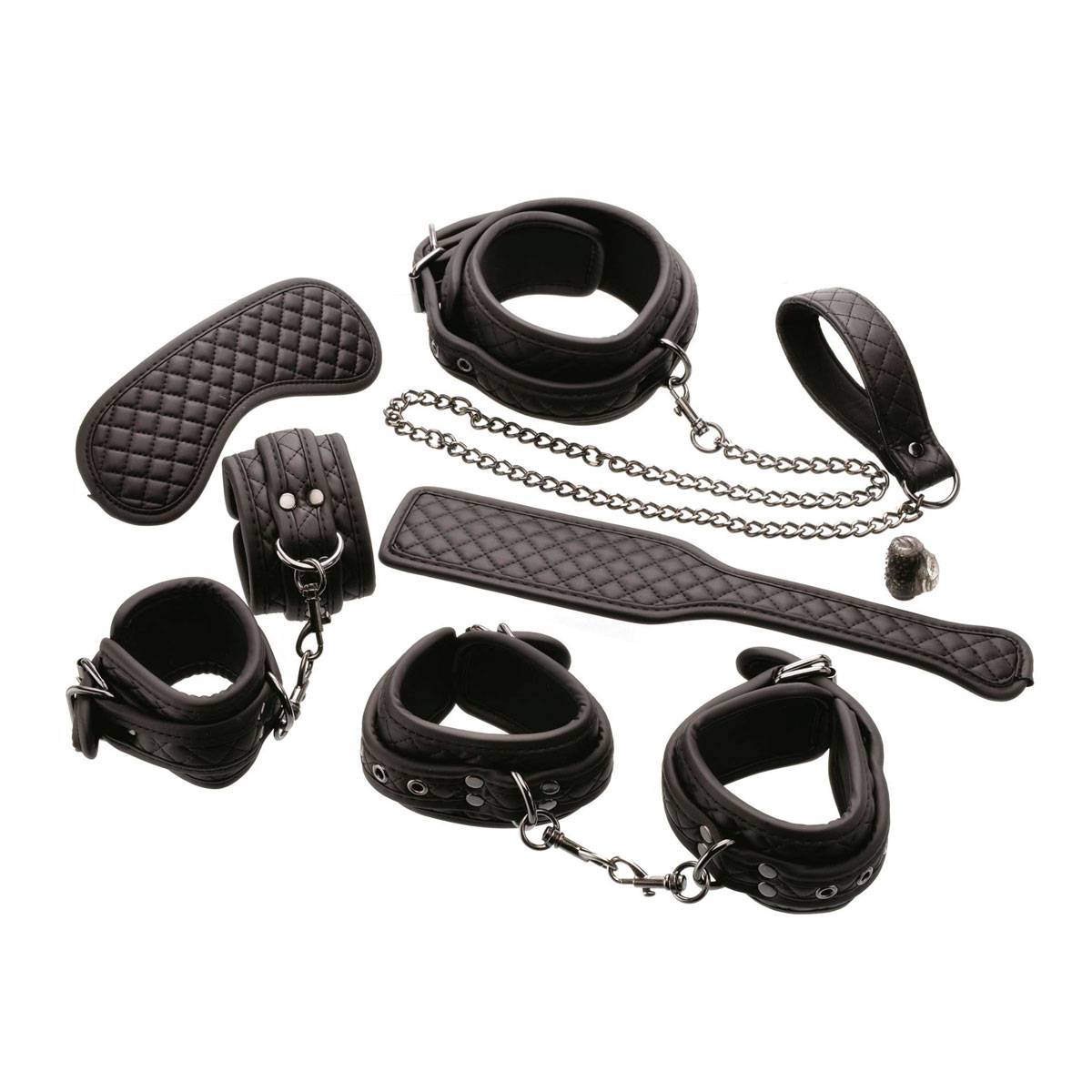 Kit Sado com Par de Algemas, Venda, Chibata, Par de Tornozelareias, Coleira com Guia e Anel Vibratório - Adam & Eve Eve's Fetiche Dreams - 3