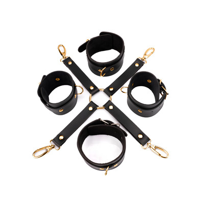 Foto 2 do produto Kit Separador em X Gold com Braceletes e Tornozeleira Ajustável - New Star Couros | Tamanho Único
