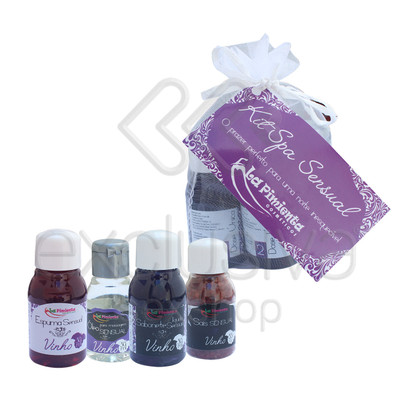 Kit Spa Sensual com Sabonete Líquido, Óleo Para Massagem, Sal Espumante e Espuma Para Banho | 90 ML e 35 G | Aroma: Vinho