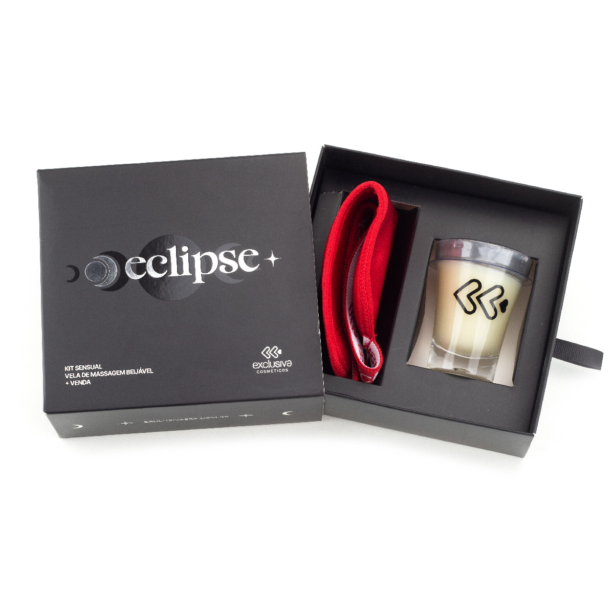 Kit com Venda e Vela para Massagem Corporal Beijável - Exclusiva Eclipse | Disponível em 3 Cores - 2