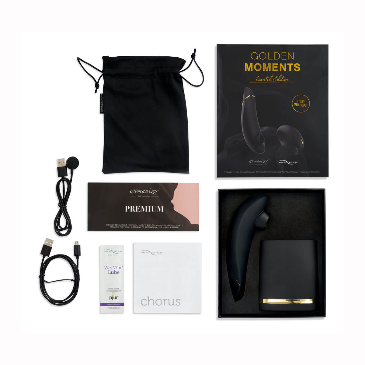 Kit com Vibrador para Casal e Estimulador de Clitóris com Tecnologia de Sucção e Carregamento USB - Womanizer x We-Vibe Golden Moments 2 - 6