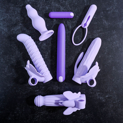 Foto 1 do produto Kit Vibratório com 5 Itens em Silicone Macio, Bullet e Personal com 10 Vibrações, Recarregáveis - Evolved Lilac Desires