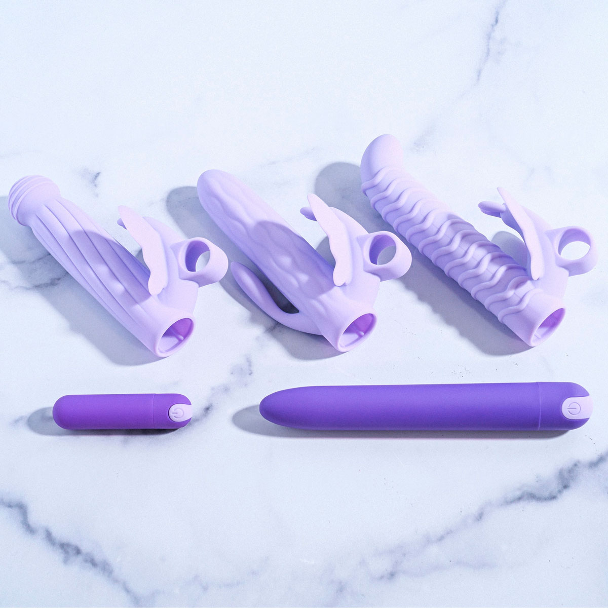 Kit Vibratório com 5 Itens em Silicone Macio, Bullet e Personal com 10 Vibrações, Recarregáveis - Evolved Lilac Desires - 2