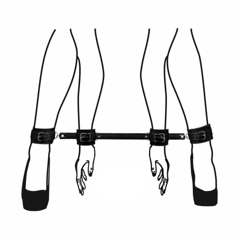 Separador com Tornozeleiras e Algemas em Couro Sintético - La Pimenta Sado | 64 x 2,3 cm | Disponível em 3 Cores - 11