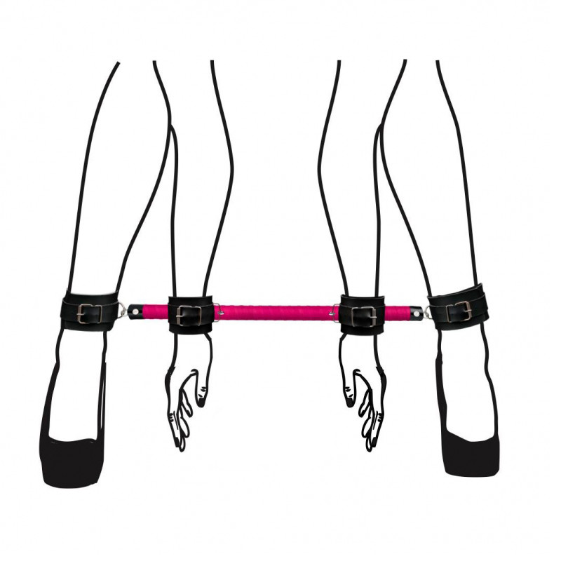 Separador com Tornozeleiras e Algemas em Couro Sintético - La Pimenta Sado | 64 x 2,3 cm | Disponível em 3 Cores - 8