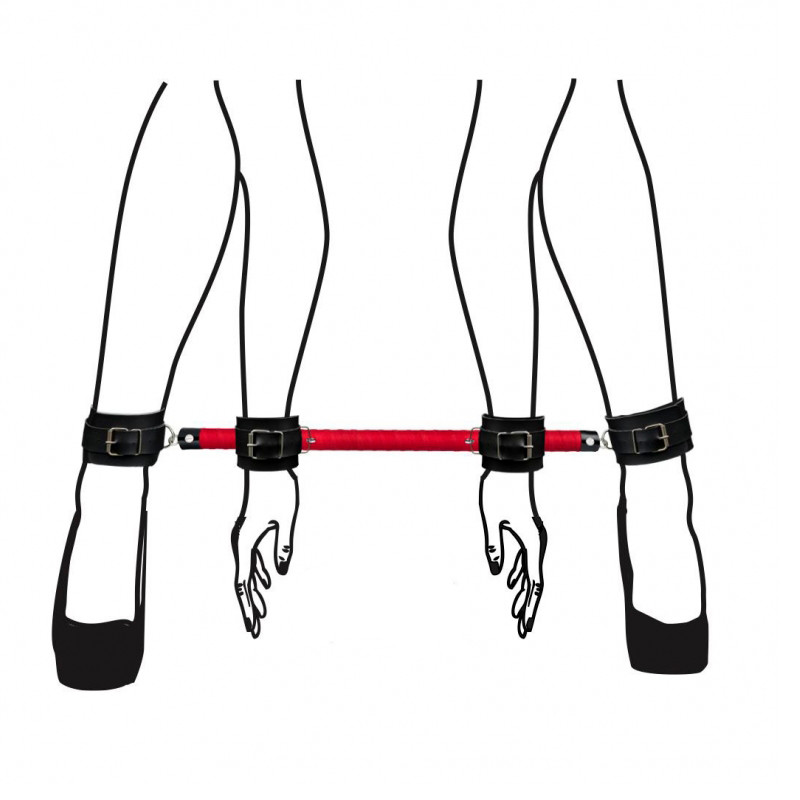 Separador com Tornozeleiras e Algemas em Couro Sintético - La Pimenta Sado | 64 x 2,3 cm | Disponível em 3 Cores - 4