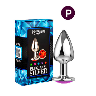 Plug Anal ''P'' em ABS com Formato Cônico e Joia na Base - La Pimienta Silver | 6,2 x 2,6 cm | Disponível em 5 Cores