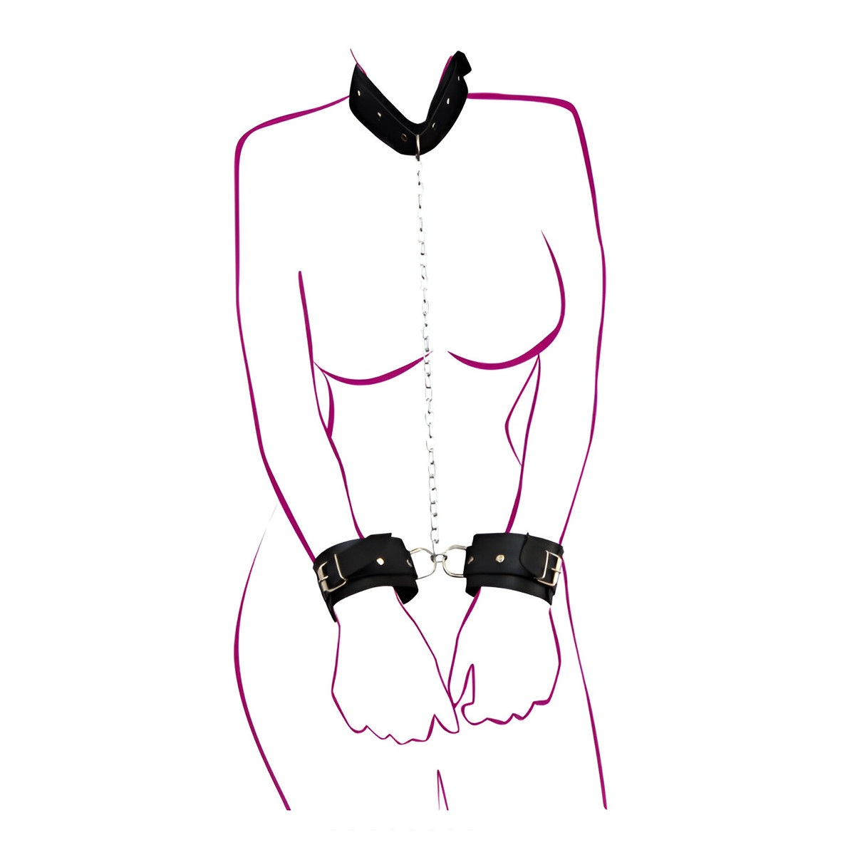 Kit Algema e Coleira em Couro Sintético com Corrente - La Pimienta Sado - 2