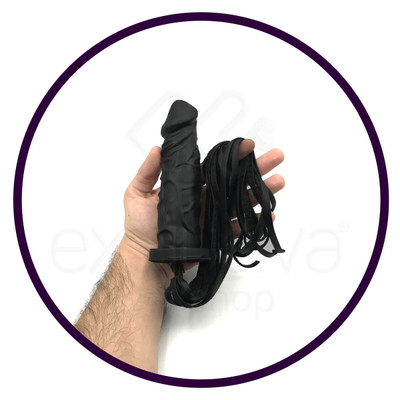 La Pimienta Sado - Chicote com 10 Tiras - 40 cm e Cabo em Formato de Pênis Realístico - 15 x 4 cm