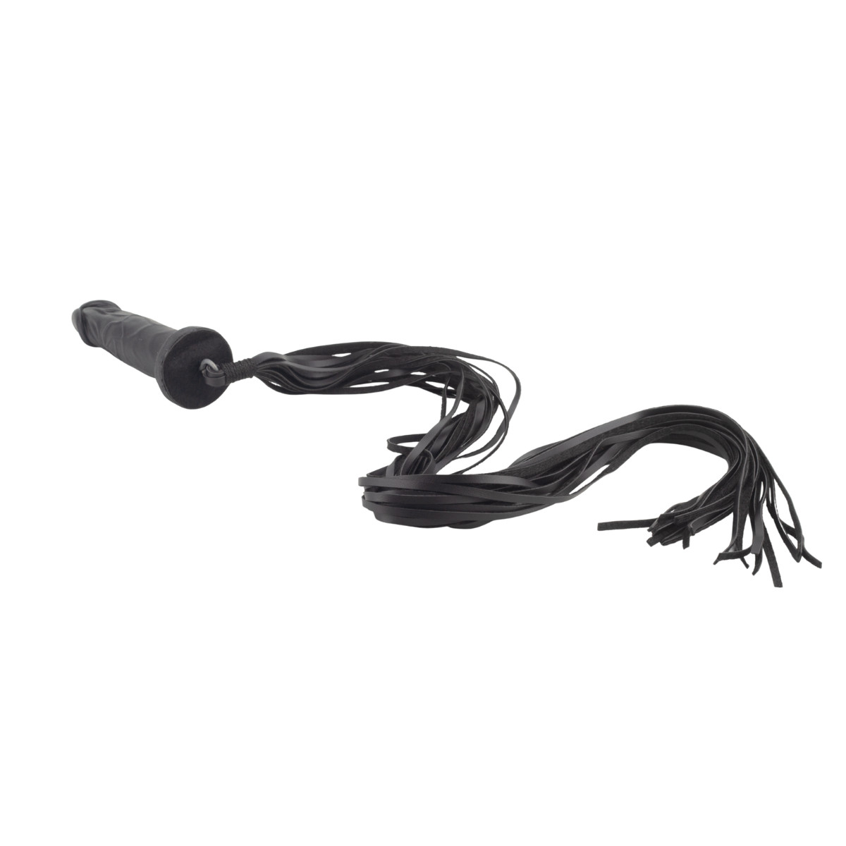 Chicote com Tiras em Couro Sintético e Cabo no Formato de Prótese Peniana Realística - La Pimienta Sado | 86 cm - 2