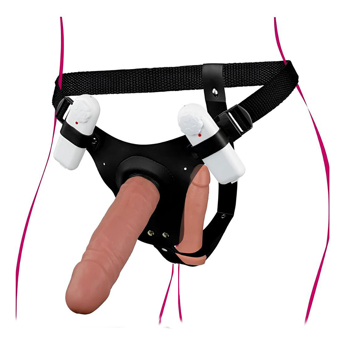 Cinta Peniana Dupla com Próteses Realísticas no Formato de Pênis e Vibração Multivelocidade - La Pimienta Sado - 3