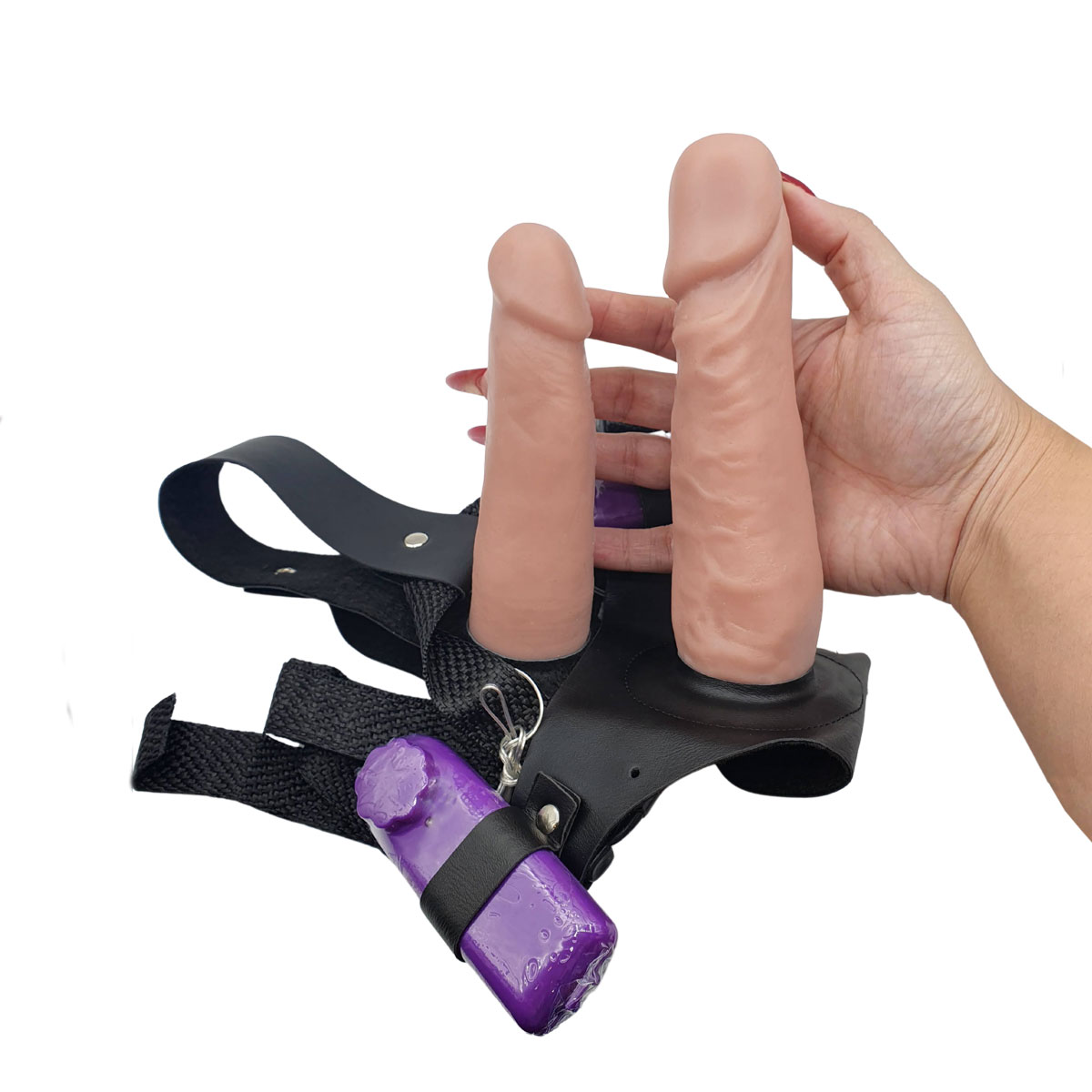 Cinta Peniana Dupla com Próteses Realísticas no Formato de Pênis e Vibração Multivelocidade - La Pimienta Sado - 4