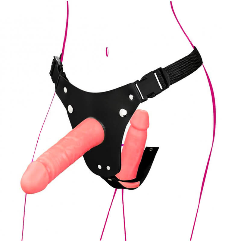 Cinta Peniana Invertida em Couro Sintético com 2 Próteses Realísticas de Diferentes Tamanhos e Formas - La Pimienta Sado | 18 x 4 cm | 13,4 x 3,4 cm - 5