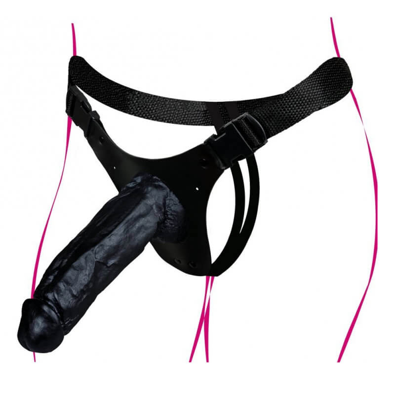 La Pimienta Sado - Cinta Peniana com Prótese Kong com Escroto - 15,3 x 5 cm | Cor: Preto - 2