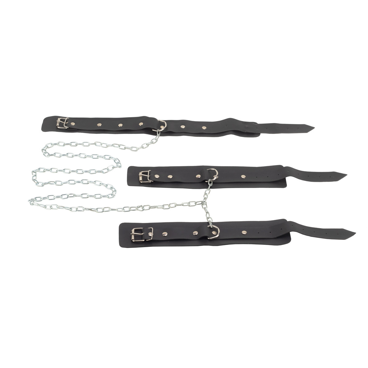 Kit com Coleira e Tornozeleira em Couro Sintético com Corrente - La Pimienta Sado | Tamanho Único - 4