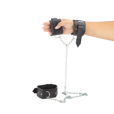 Kit com Coleira e Tornozeleira em Couro Sintético com Corrente - La Pimienta Sado | Tamanho Único