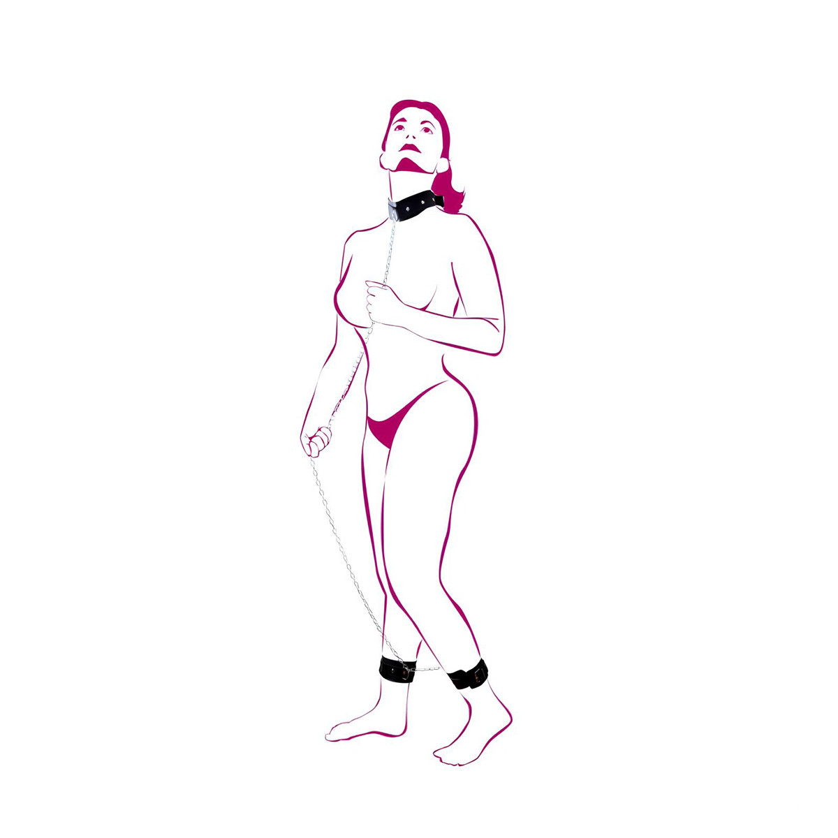 Kit com Coleira e Tornozeleira em Couro Sintético com Corrente - La Pimienta Sado | Tamanho Único - 6