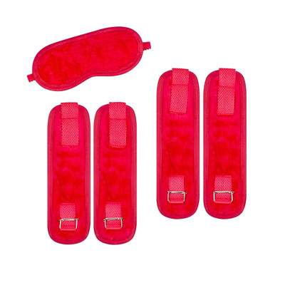 Foto 2 do produto Kit Bondage em Pelúcia com Algemas, Tornozeleiras e Venda - La Pimienta Sado | Disponível em 5 Cores