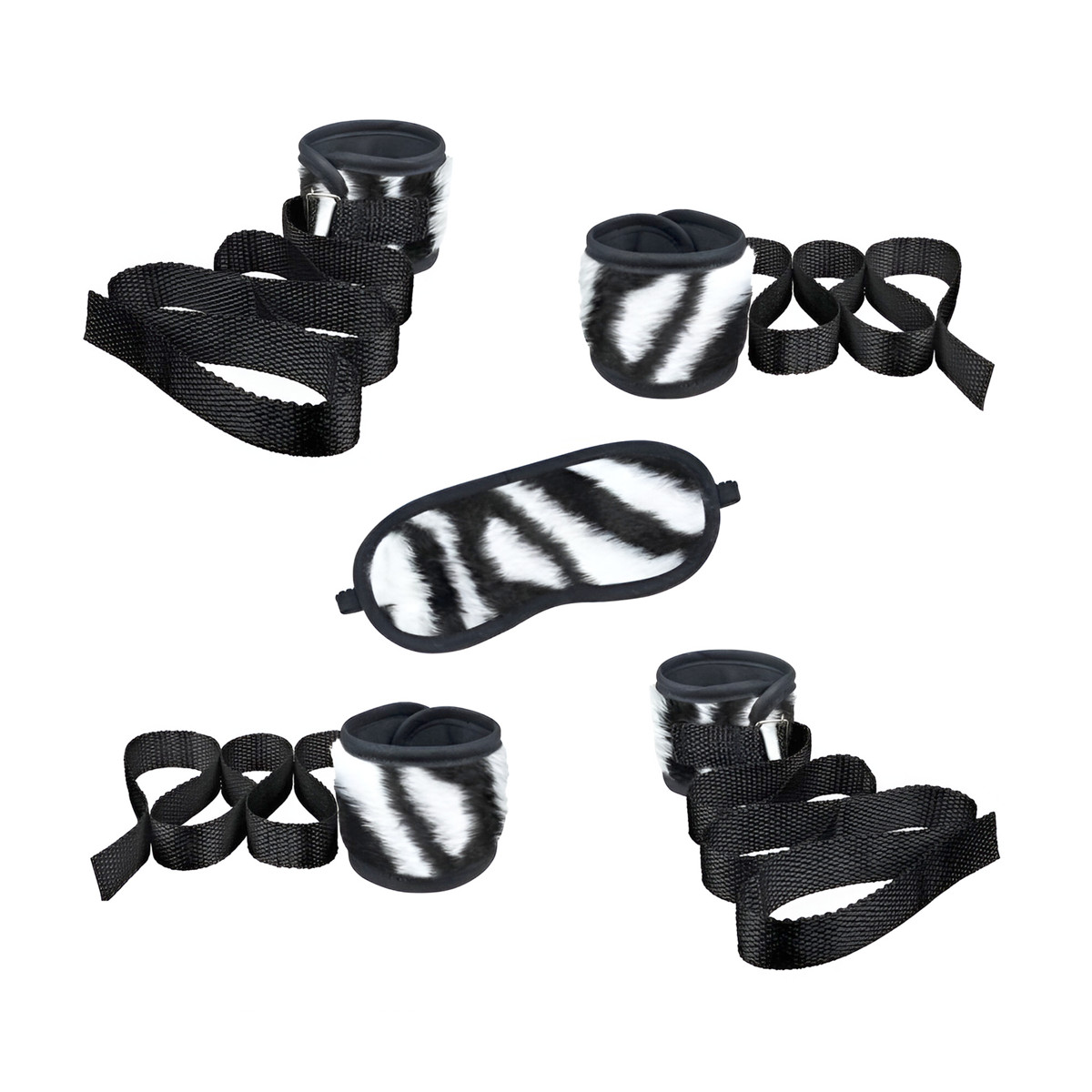 Kit Bondage em Pelúcia com Algemas, Tornozeleiras e Venda - La Pimienta Sado | Disponível em 5 Cores - 5
