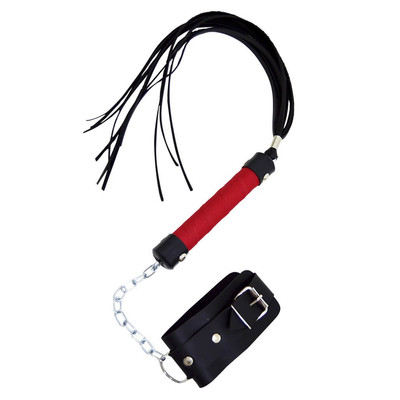 La Pimienta Sado - Kit Chicote com 10 Tiras e Bracelete - 40 cm | Cor: Vermelho