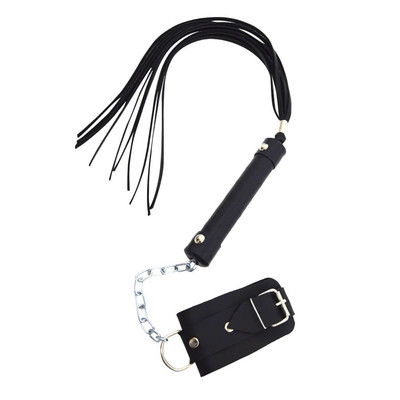 La Pimienta Sado - Kit Chicote com 10 Tiras e Bracelete - 40 cm | Cor: Preto