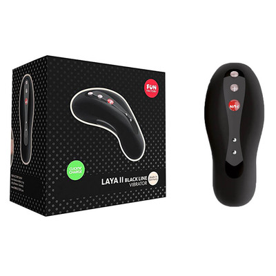 Foto 1 do produto Fun Factory Laya II Black Line Vibrator - Massageador Estimulador de Clítoris Recarregável em Silicone com 4 Velocidades e 6 Modos de Vibração - 10,5 x 4 CM | Cor: Preto