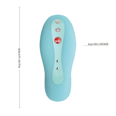 Foto 4 do produto Massageador Estimulador de Clítoris Recarregável em Silicone com 4 Velocidades e 6 Modos de Vibração - Fun Factory Laya II Vibrator - 10,5 x 4 CM | Cor: Azul
