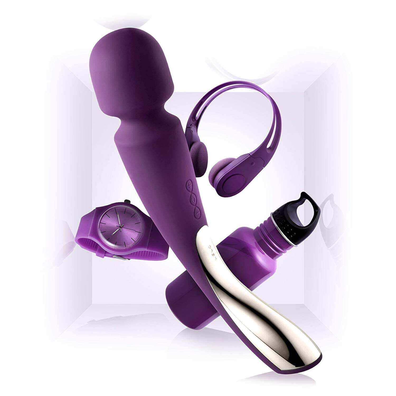 LELO Smart Wands - Vibrador Massageador Erótico Recarregável em Silicone com 8 Modos de Vibrações Ultra Potentes e Silenciosas - 29 x 6 cm | Cor: Roxo - 7