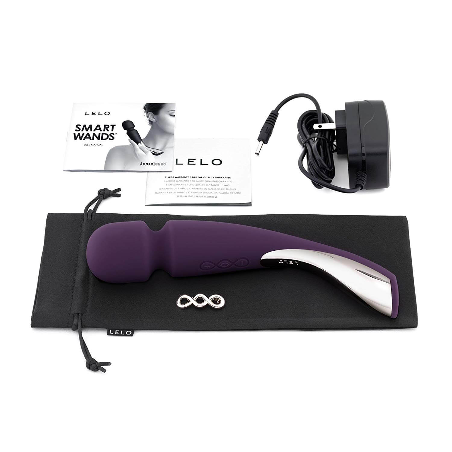 LELO Smart Wands - Vibrador Massageador Erótico Recarregável em Silicone com 8 Modos de Vibrações Ultra Potentes e Silenciosas - 29 x 6 cm | Cor: Roxo - 3
