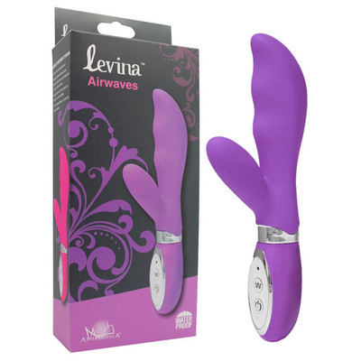 Foto 1 do produto Levina Airwaves - Vibrador Ponto G em Silicone com Textura Estimuladora, Estimulador Clitoriano e 30 Vibrações - 18 x 2,8 cm | Cor: Roxo