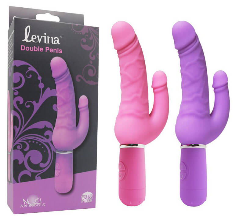 Levina Double Penis - Vibrador Duplo em Forma de Pênis com 30 Níveis de Vibração e Resistência a Água - 22 x 2,5 cm | Cor: Roxo - 3