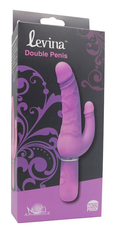 Levina Double Penis - Vibrador Duplo em Forma de Pênis com 30 Níveis de Vibração e Resistência a Água - 22 x 2,5 cm | Cor: Roxo - 2