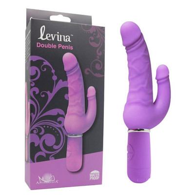 Foto 1 do produto Levina Double Penis - Vibrador Duplo em Forma de Pênis com 30 Níveis de Vibração e Resistência a Água - 22 x 2,5 cm | Cor: Roxo