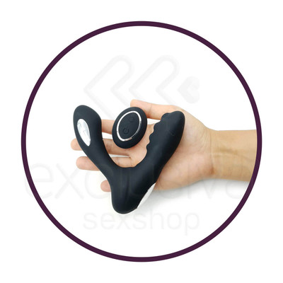 Libo Lee II - Estimulador Recarregável de Próstata e Períneo em Silicone com 8 Vibrações, 8 Funções de Choque e Controle Remoto sem Fio - 13 x 3 cm