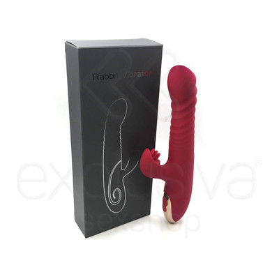 Foto 1 do produto Libo Rabbit Vibrator - Vibrador de Ponto G com Estimulador Clitoriano em Forma de Língua, Recarregável com 3 velocidades Vai e Vem e 8 Padrões de Vibração. 12,3 x  3,3 cm
