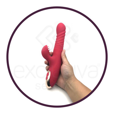 Foto 3 do produto Libo Rabbit Vibrator - Vibrador de Ponto G com Estimulador Clitoriano em Forma de Língua, Recarregável com 3 velocidades Vai e Vem e 8 Padrões de Vibração. 12,3 x  3,3 cm