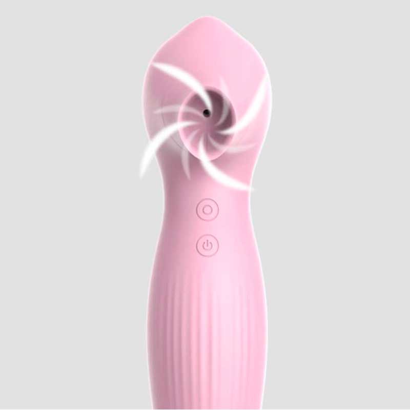 Massageador de Clítoris e Penetrador Estimulador de Ponto G Recarregável em Silicone com 8 Modos de Vibrações e 3 Intensidades de Sucções - Libo Selina | 17,5 x 3,8 cm | Disponível em 2 Cores - 2