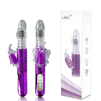 Foto 1 do produto Libo - Vibrador Rotativo Recarregável com Movimento de Vai e Vem, Estimulador Clitoriano em Forma de Borboleta e 36 Funções de Vibração - 27 x 3,5 cm | Cor: Roxo