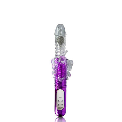 Foto 2 do produto Libo - Vibrador Rotativo Recarregável com Movimento de Vai e Vem, Estimulador Clitoriano em Forma de Borboleta e 36 Funções de Vibração - 27 x 3,5 cm | Cor: Roxo