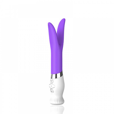 Foto 2 do produto Lily - Vibrador Ponta Dupla Recarregável em Silicone com 6 Padrões de Vibração - 27 x 3,5 cm | Cor: Roxo