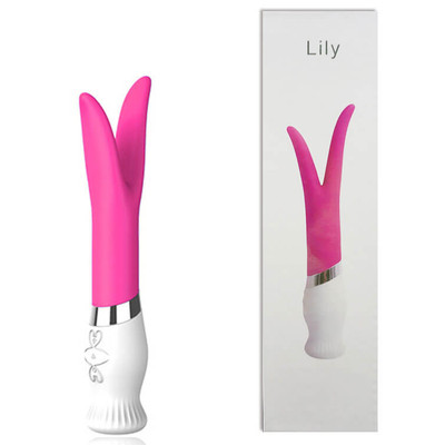 Foto 1 do produto Lily - Vibrador Ponta Dupla Recarregável em Silicone com 6 Padrões de Vibração - 27 x 3,5 cm | Cor: Rosa