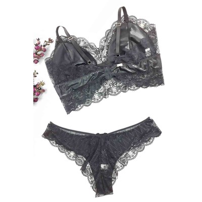 Foto 3 do produto Lingerie Dully - Conjunto de Lingerie sem Bojo em Microfibra com Paetês Plus Size|Disponível em 5 Tamanhos