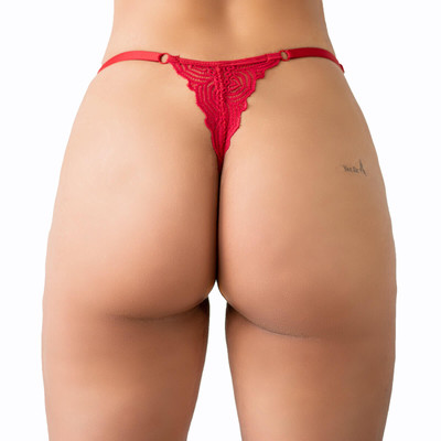 Foto 4 do produto Calcinha Fio Dental com Renda e Detalhes Exclusivos de Pedras Brilhantes - Lingerie Fascino | Tamanho Único | Disponível em 3 Cores