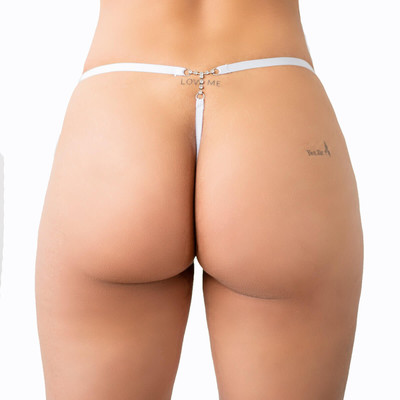 Foto 6 do produto Lingerie Fascino - Calcinha Fio Dental em Renda com Detalhes de Pedras Brilhantes - Tamanho Único | Disponível em 3 Cores