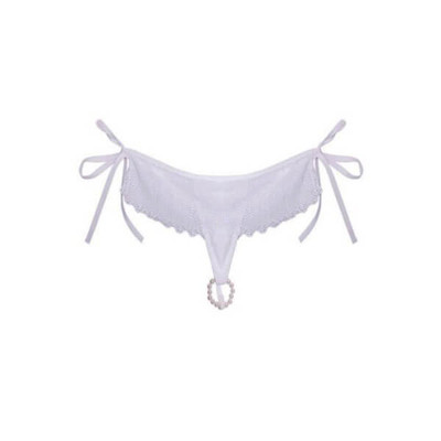 Foto 3 do produto Lingerie Fascino - Calcinha Fio Dental Tailandesa em Renda com Amarras nas Laterais e Detalhes de Pérolas - Tamanho Único | Disponível em 4 Cores