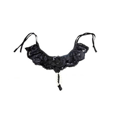 Foto 2 do produto Lingerie Fascino - Calcinha Fio Dental Tailandesa em Renda com Amarras nas Laterais e Detalhes de Pérolas - Tamanho Único | Disponível em 4 Cores