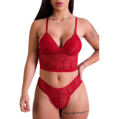 Foto 3 do produto Lingerie Fascino - Conjunto Cropped em Renda com Bojo | Disponível em 4 Cores e 4 Tamanhos