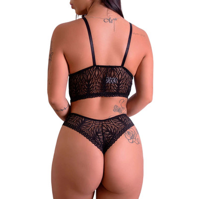 Foto 8 do produto Lingerie Fascino - Conjunto Cropped em Renda com Bojo | Disponível em 4 Cores e 4 Tamanhos
