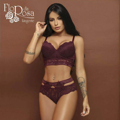 Lingerie Flor da Rosa - Conjunto Cropped em Renda com Guipir | Disponível em 3 Cores e 5 Tamanhos